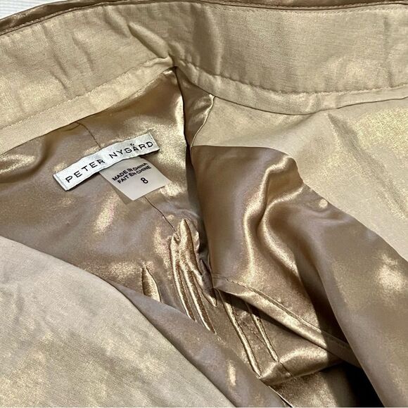 Peter Nygard Boho Gold Linen Blend Mandarin Collar Embellished Open Waist Vest M - Picture 7 of 14